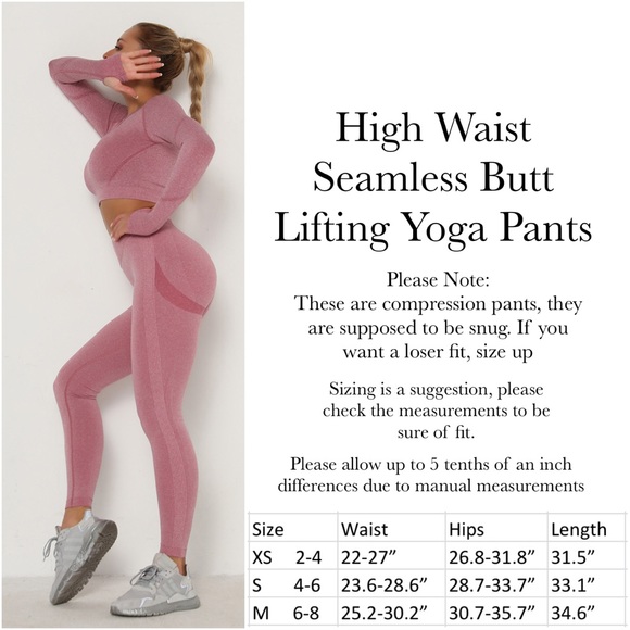 High Waist Seamless Pink Butt Lifting Yoga Pants - Picture 16 of 16